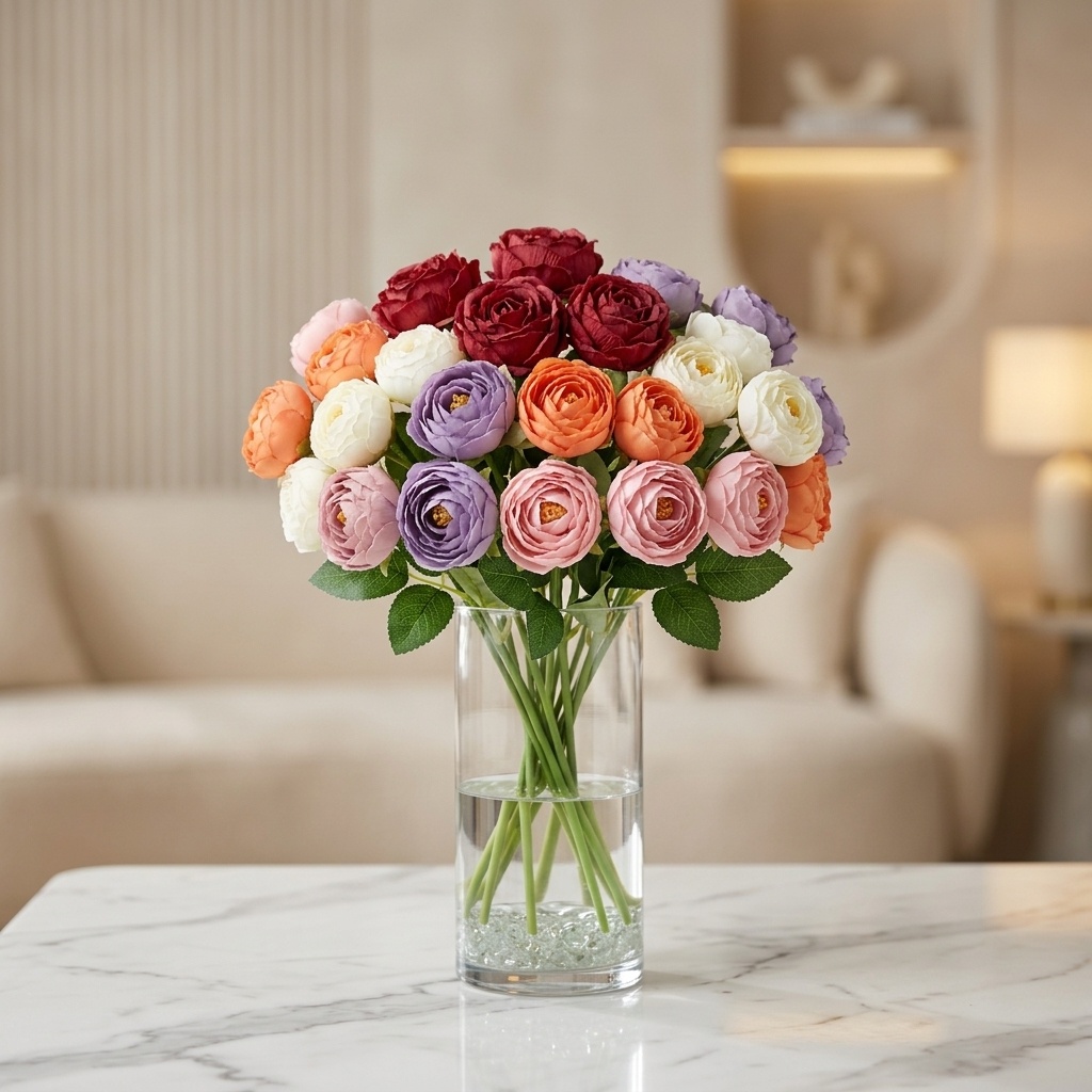 18-Head Rose Bunch (Purple/White/Pink/Orange)