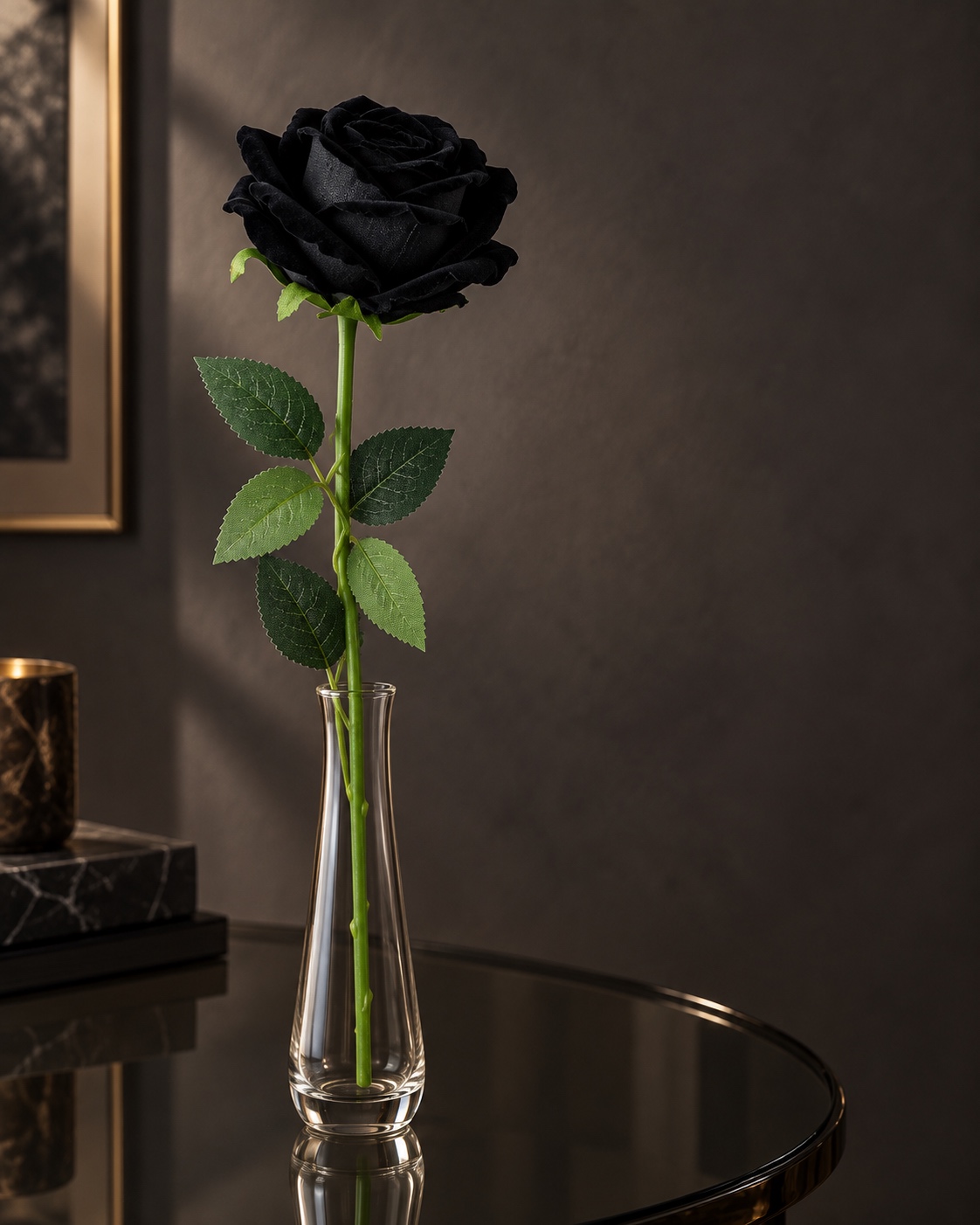 Large Black Artificial Rose Stem 4