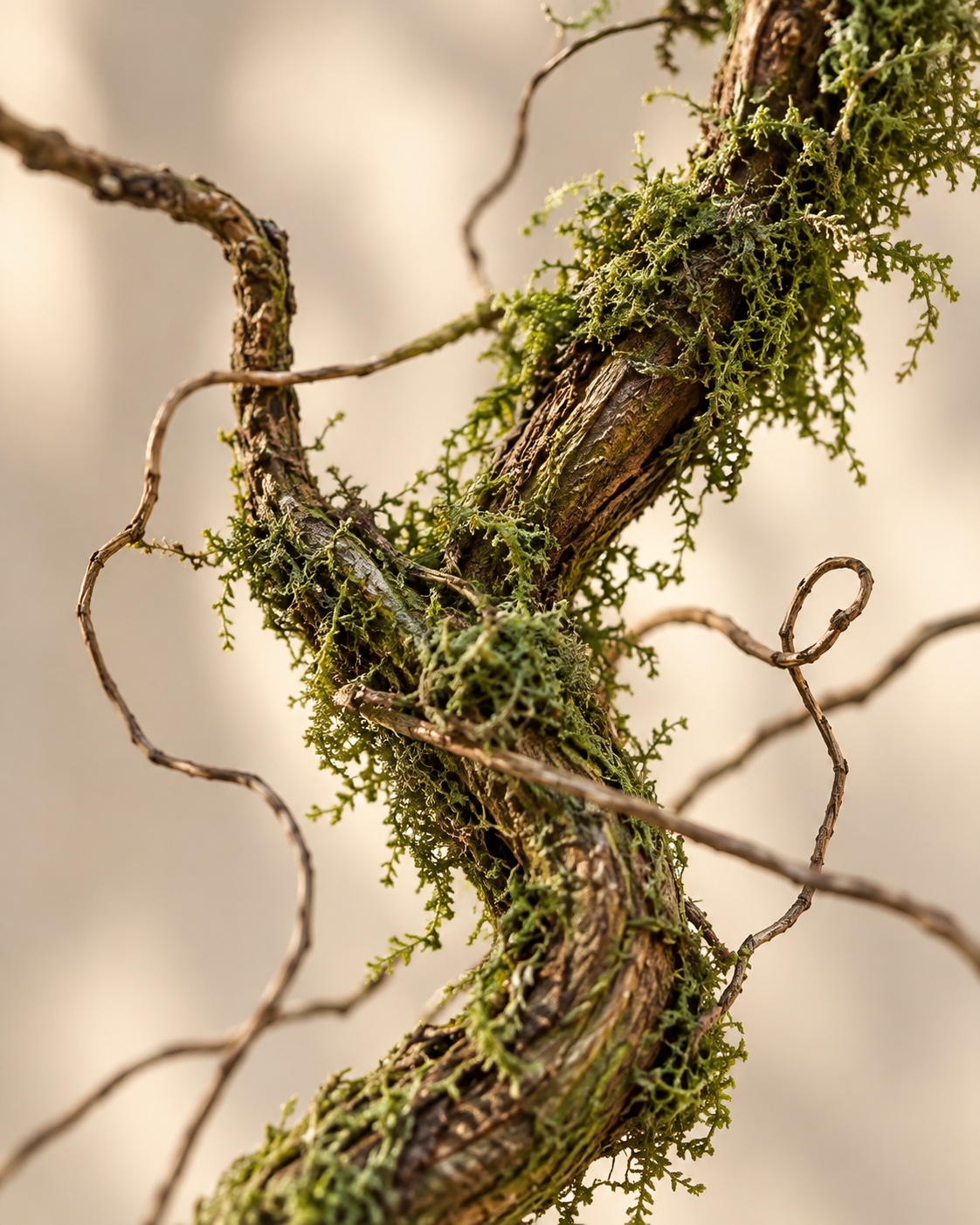 Twisted Moss Covered Artificial Branch 2