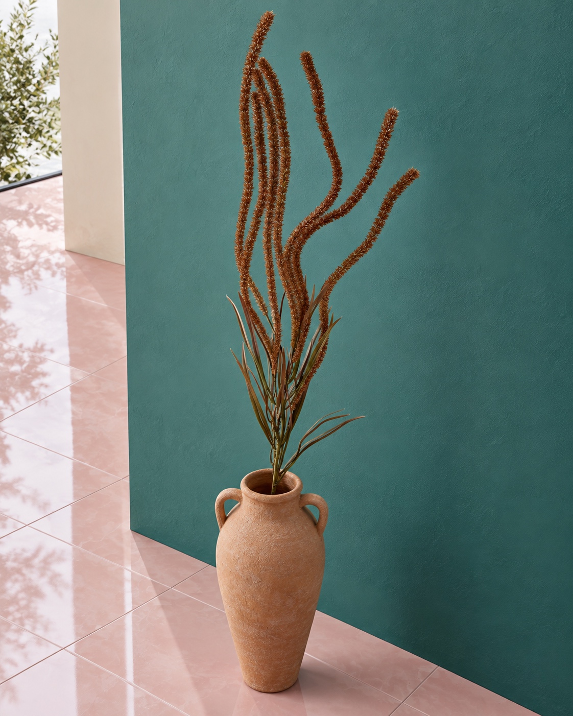 Rust Brown Artificial Grass Plume Branch 3
