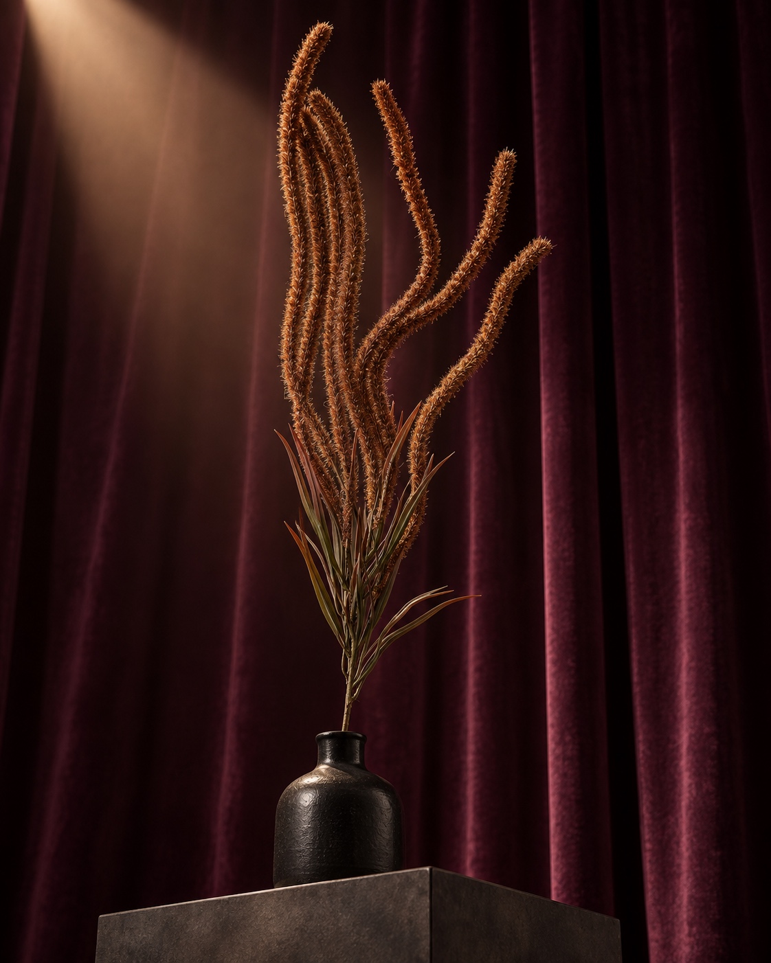 Rust Brown Artificial Grass Plume Branch 5