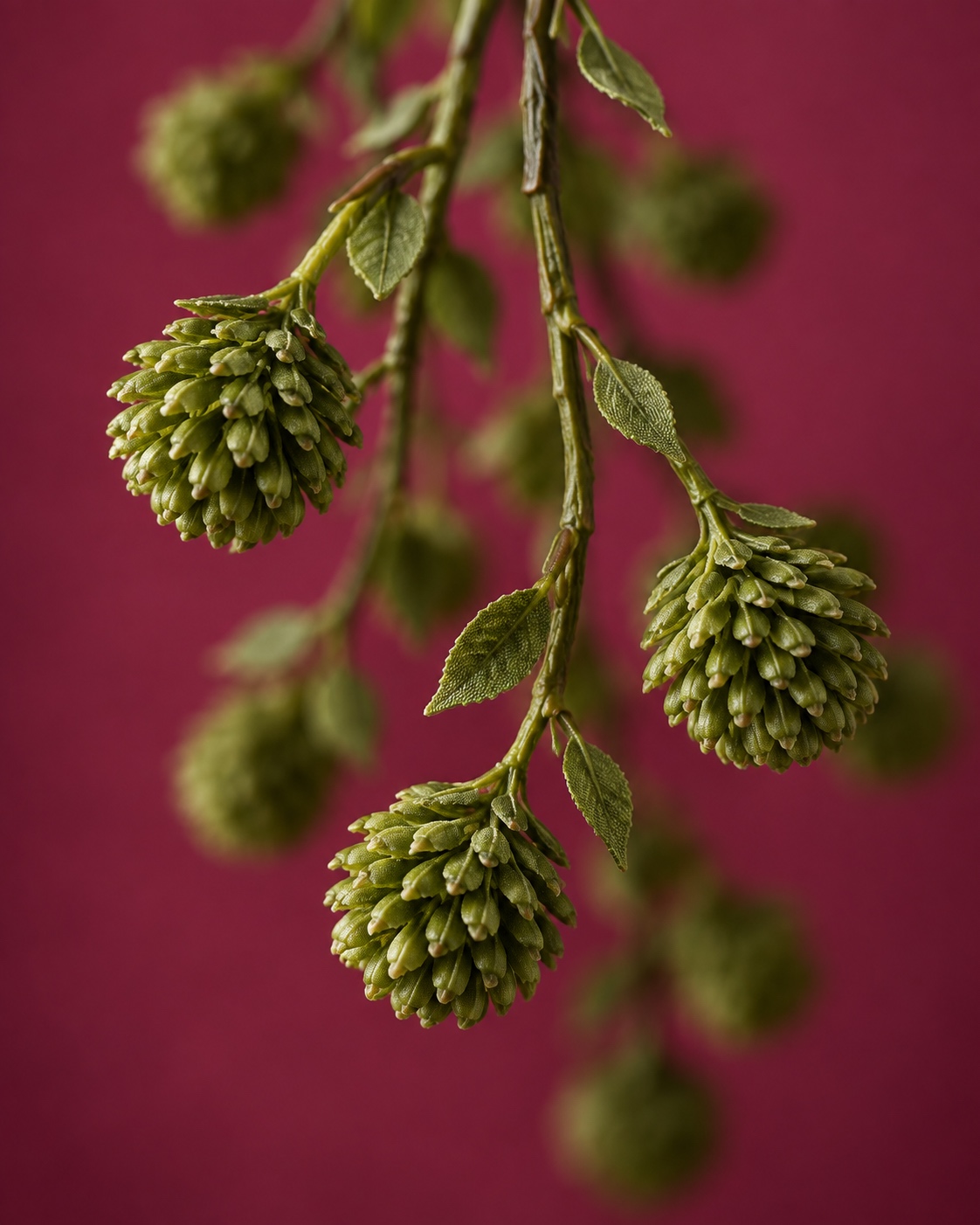 Green Artificial Cone Bud Branch 4