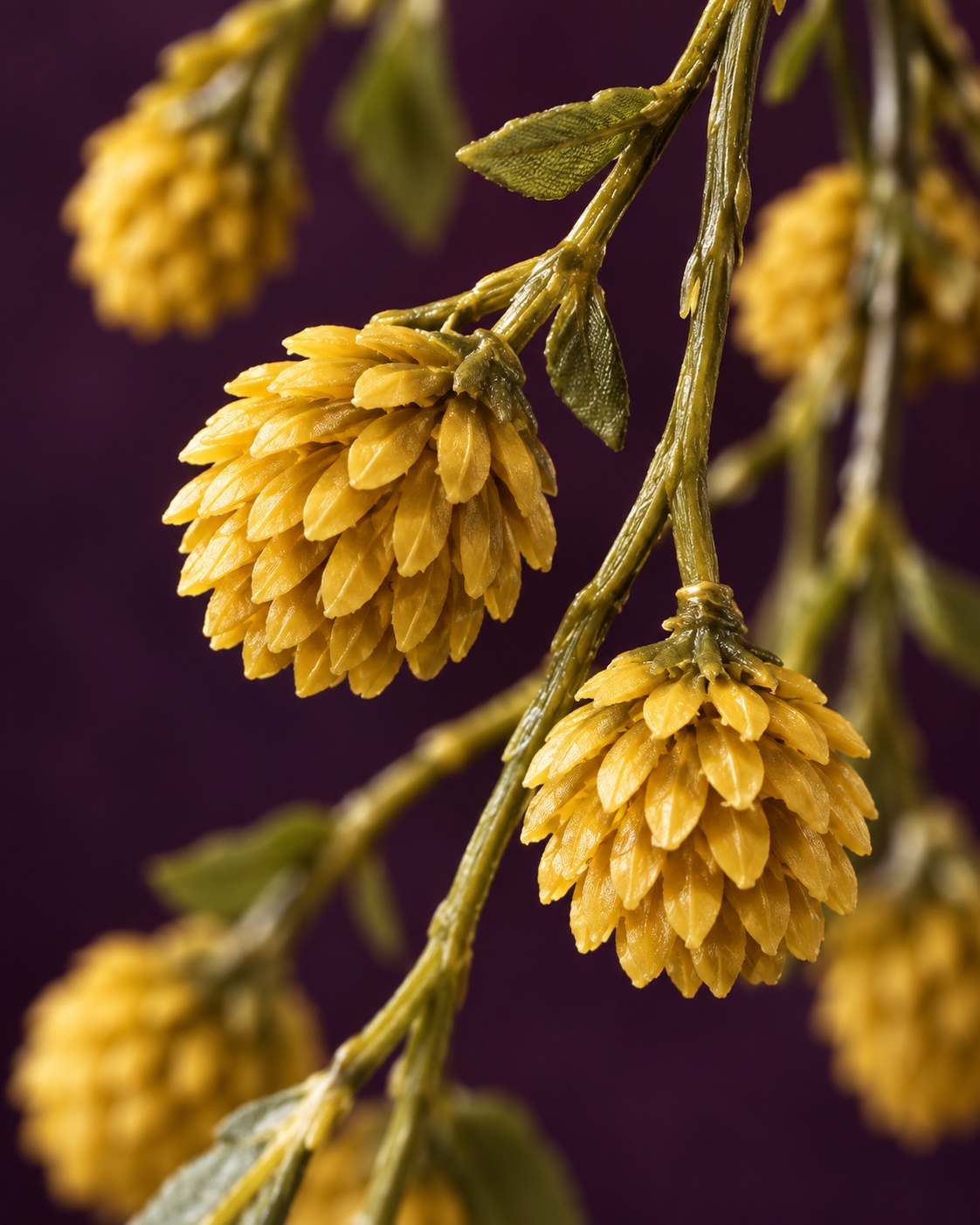 Yellow Artificial Cone Bud Branch 4