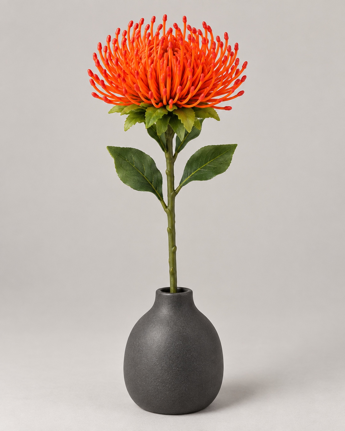 Orange Artificial Pincushion Flower Stem 5