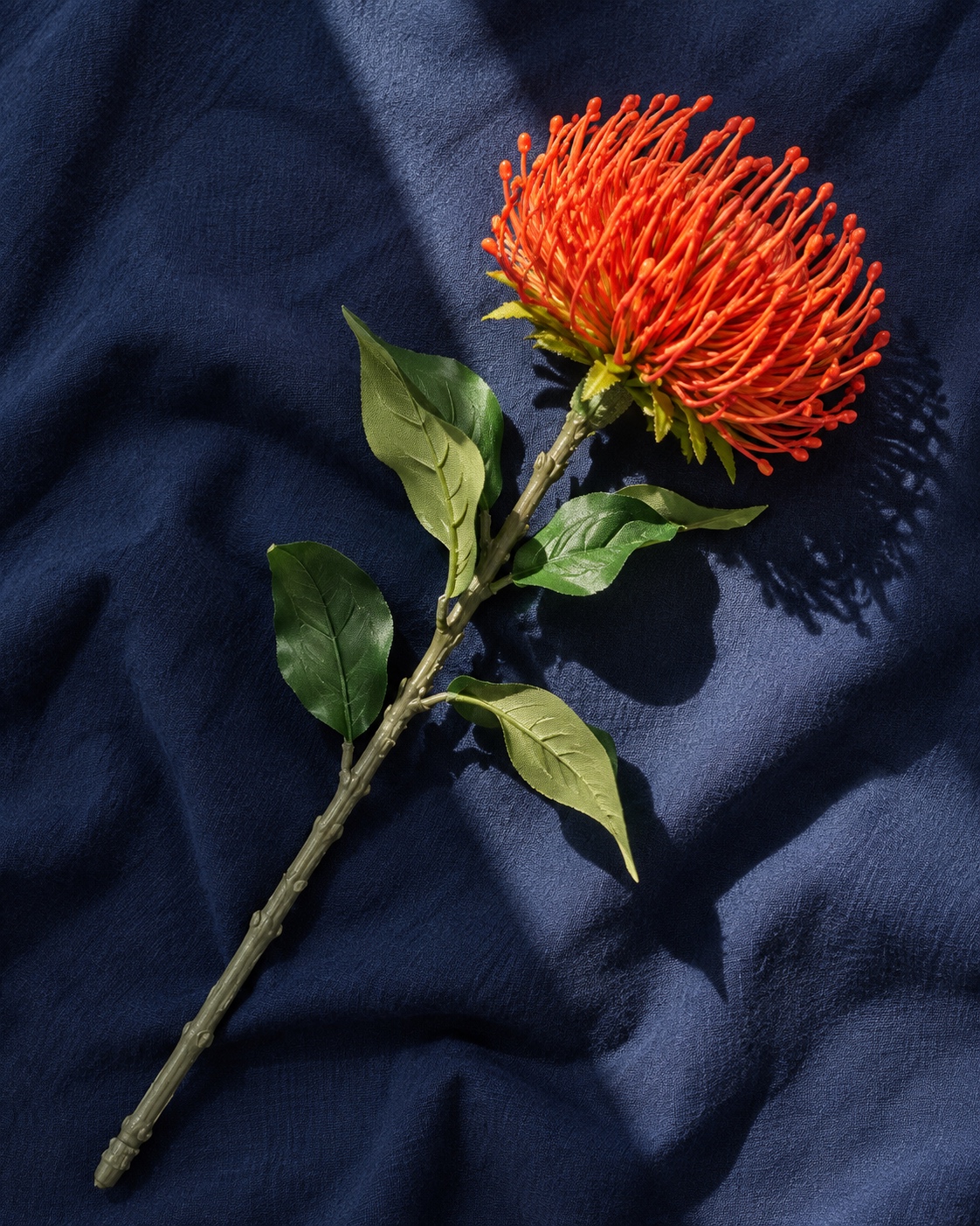 Orange Artificial Pincushion Flower Stem 2