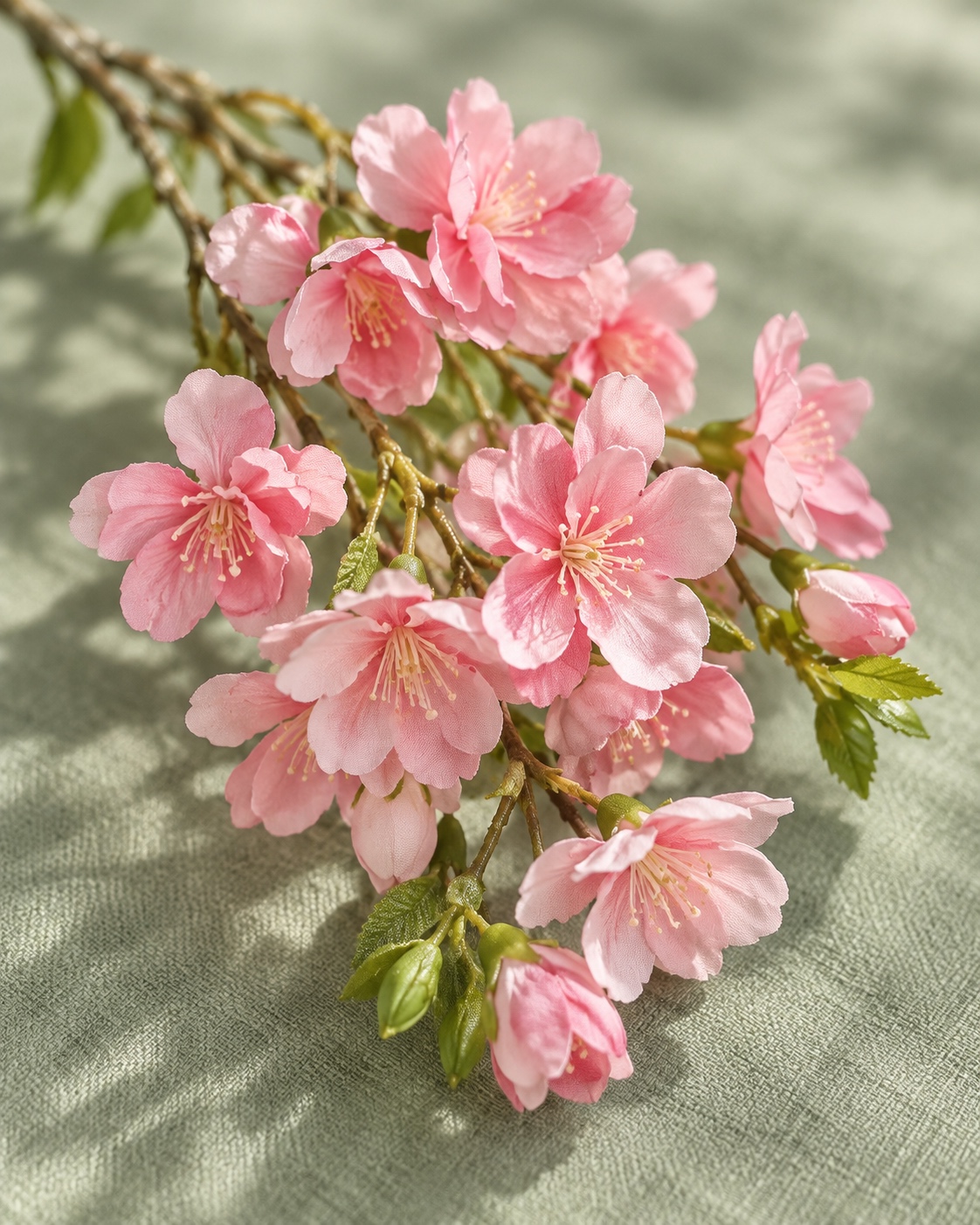 Pink Artificial Cherry Blossom Branch 4