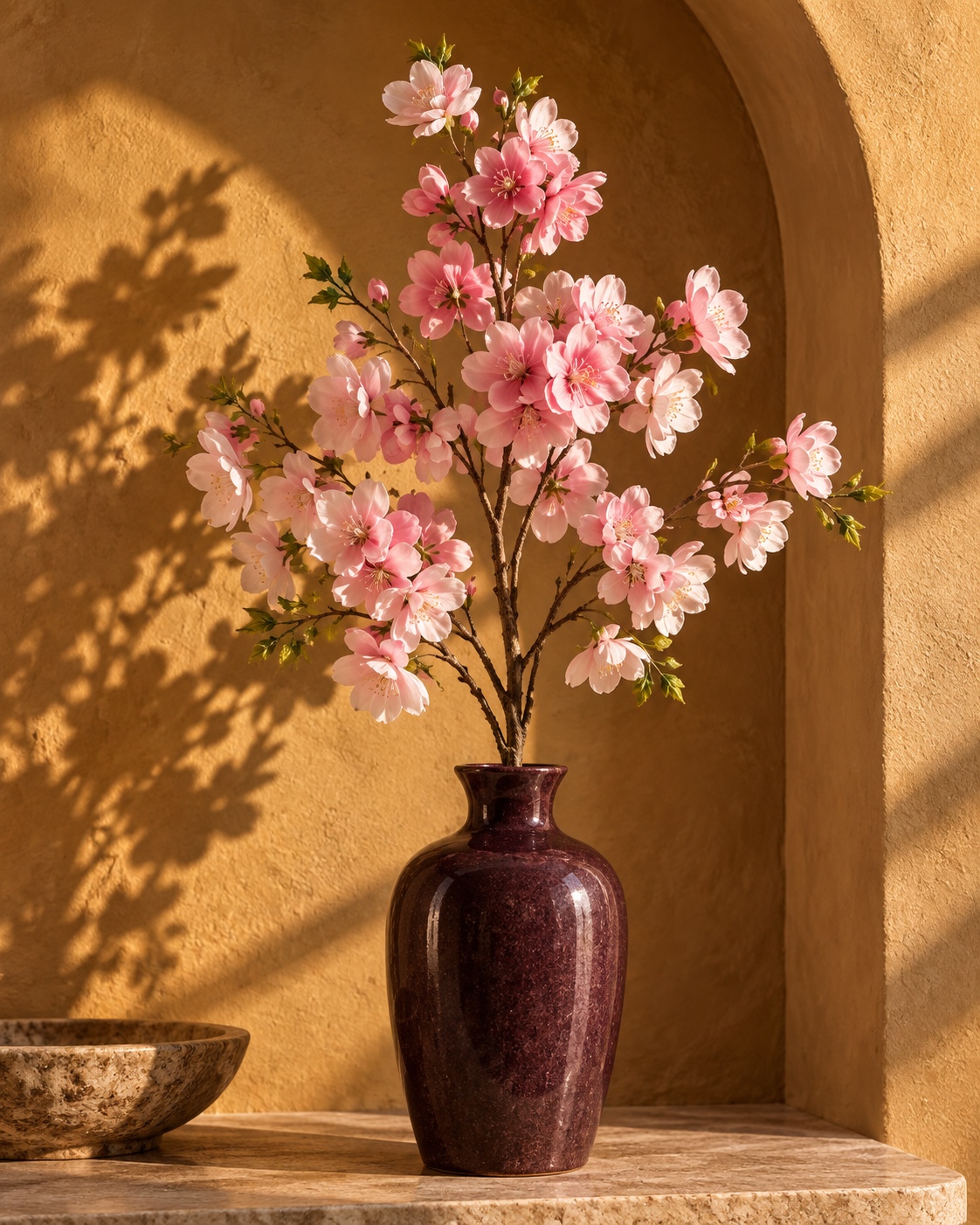 Pink Artificial Cherry Blossom Branch 2