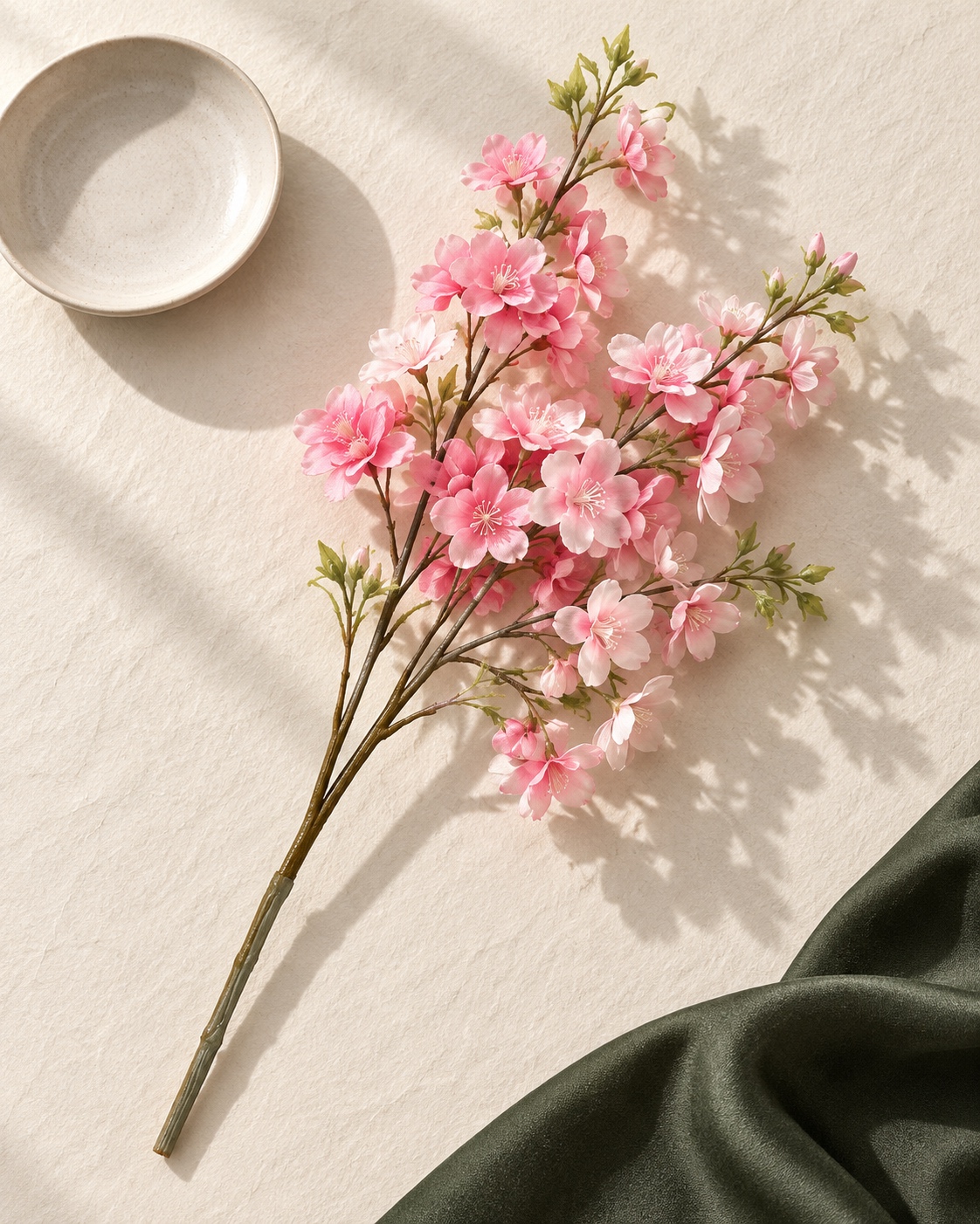 Pink Artificial Cherry Blossom Branch 5