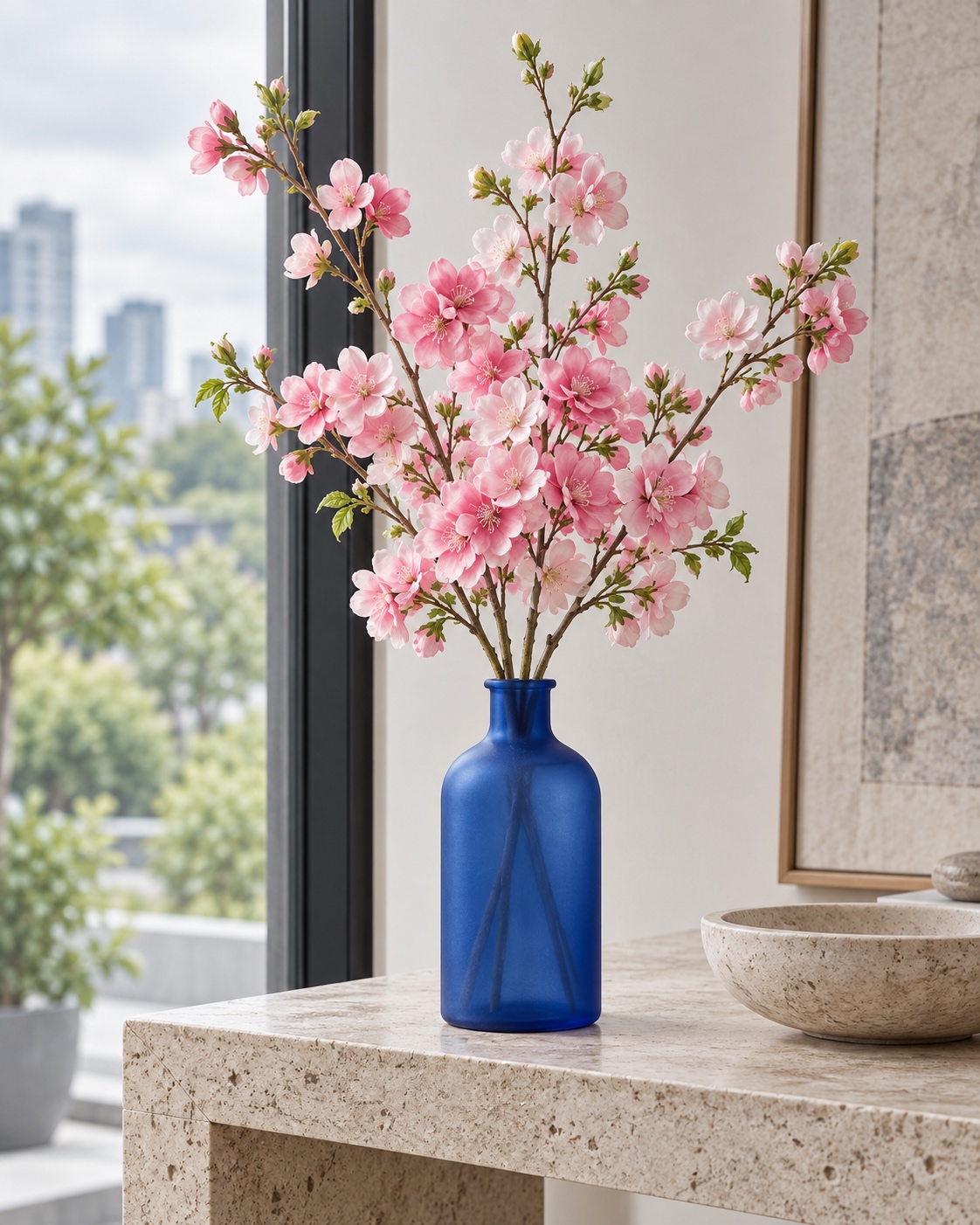 Pink Artificial Cherry Blossom Branch 3