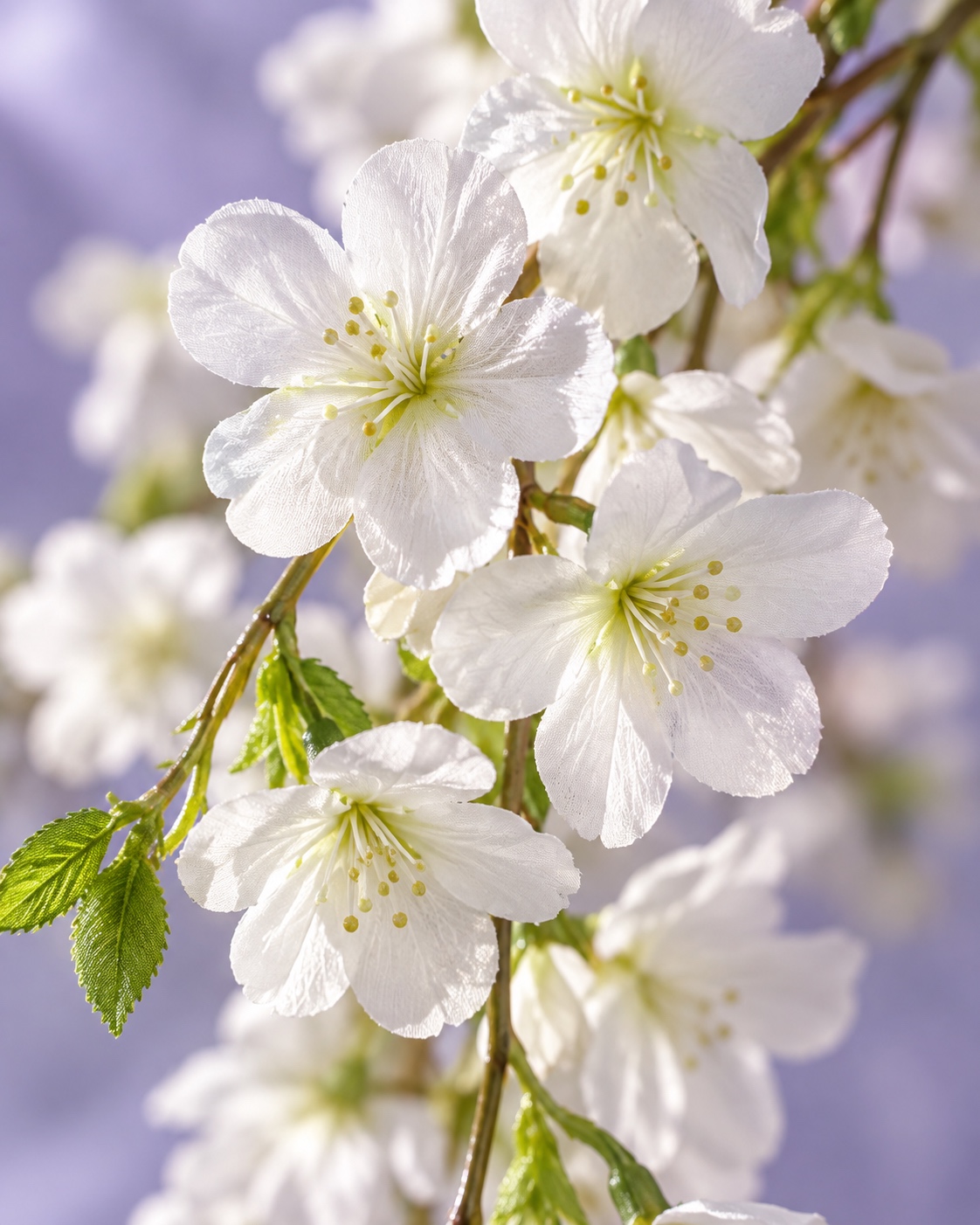 White Artificial Cherry Blossom Branch 4