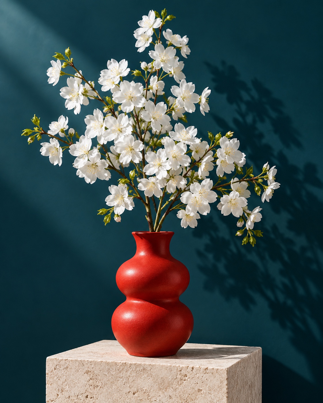 White Artificial Cherry Blossom Branch 2