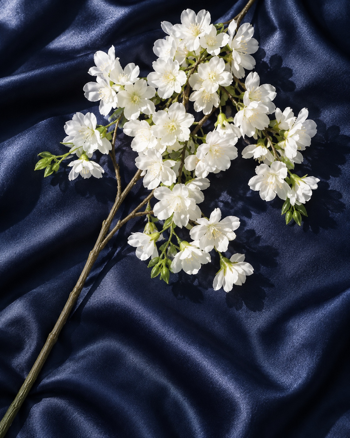White Artificial Cherry Blossom Branch 5