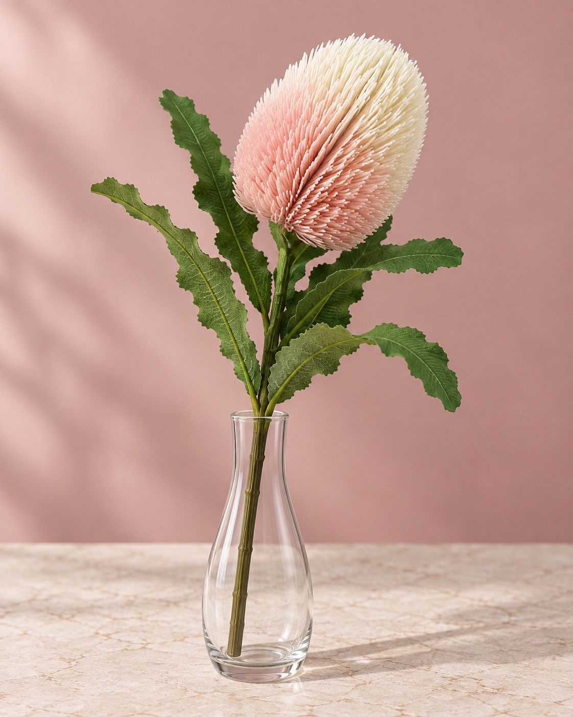 Blush Pink and Ivory Artificial Banskia Flower 4