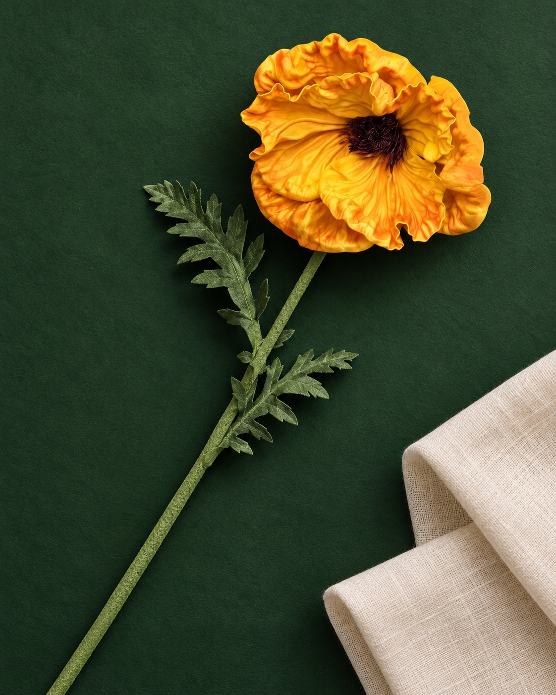 Golden Yellow Artificial Poppy Stem 5