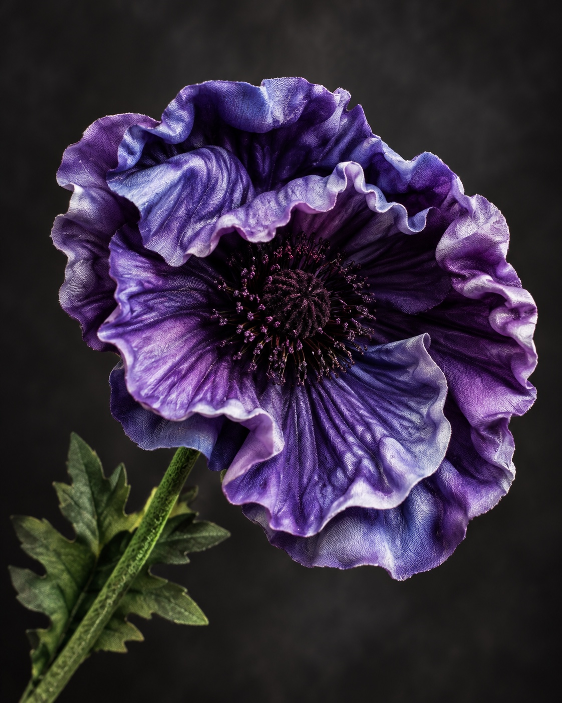 Deep Violet Artificial Poppy Stem 5