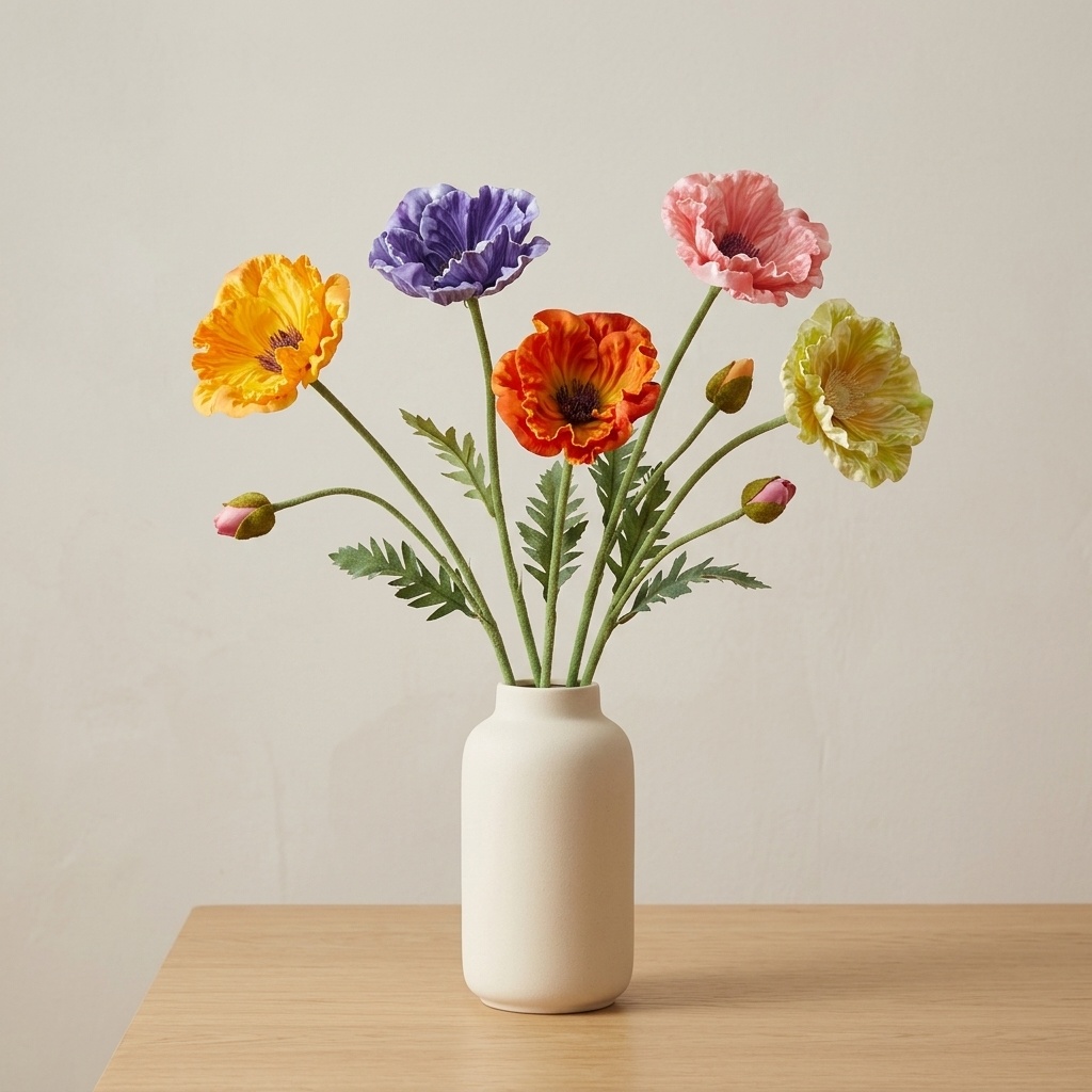 Poppy Single Stem 5-Color PURPLE