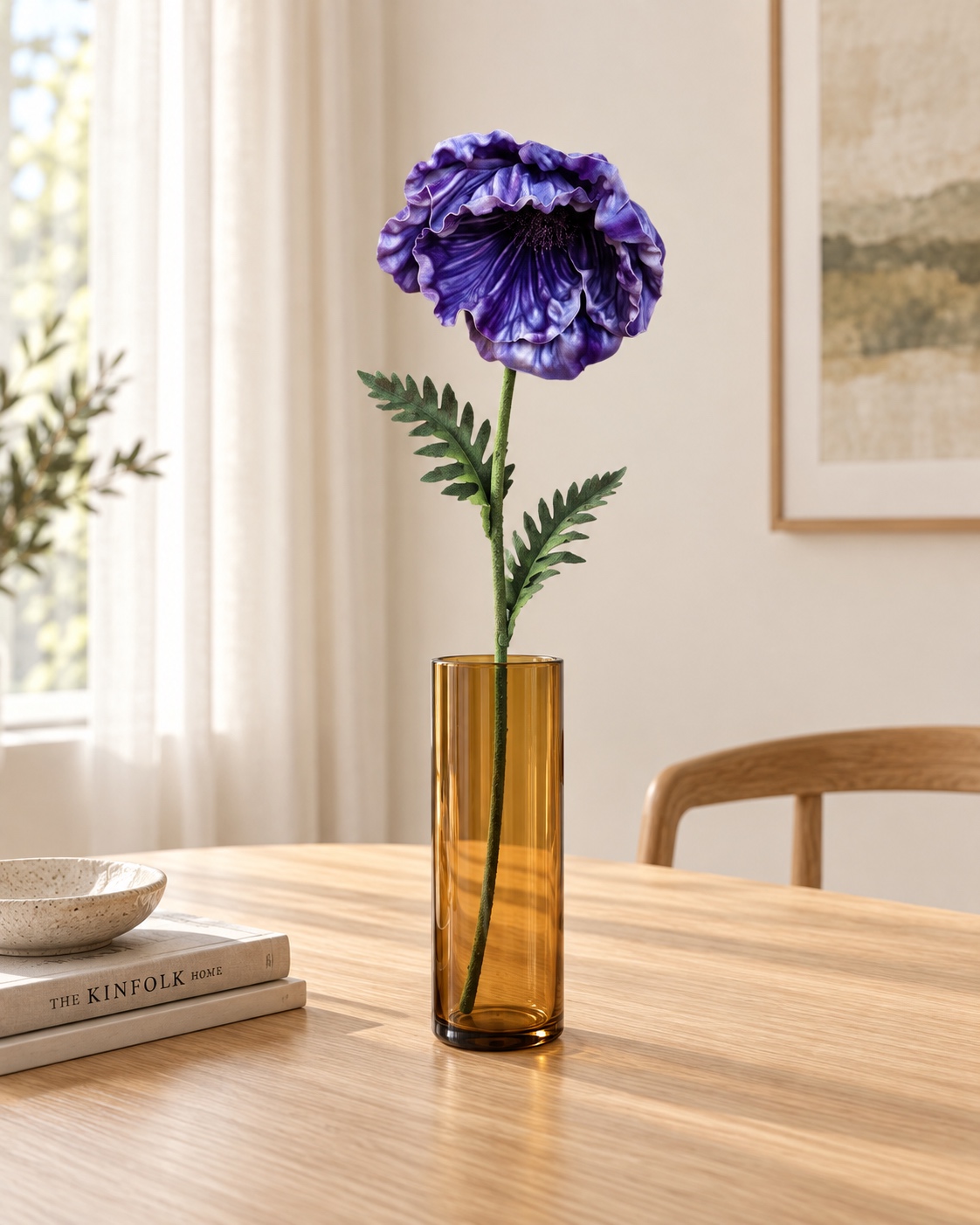 Deep Violet Artificial Poppy Stem 3