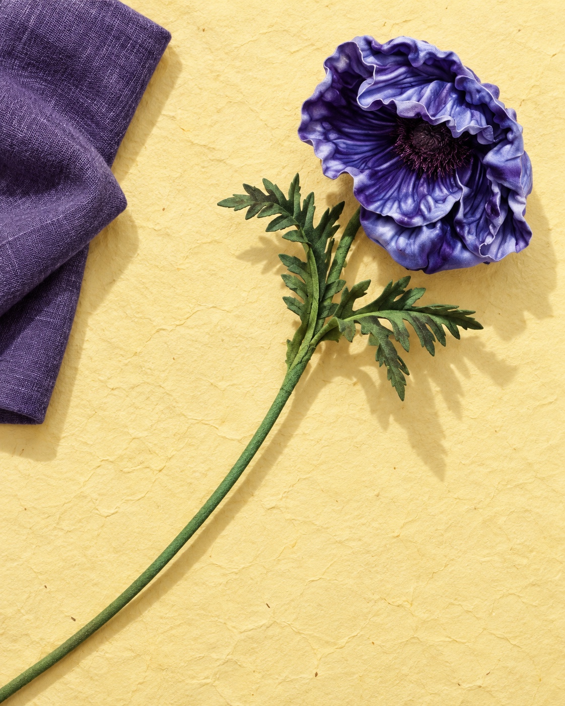 Deep Violet Artificial Poppy Stem 2