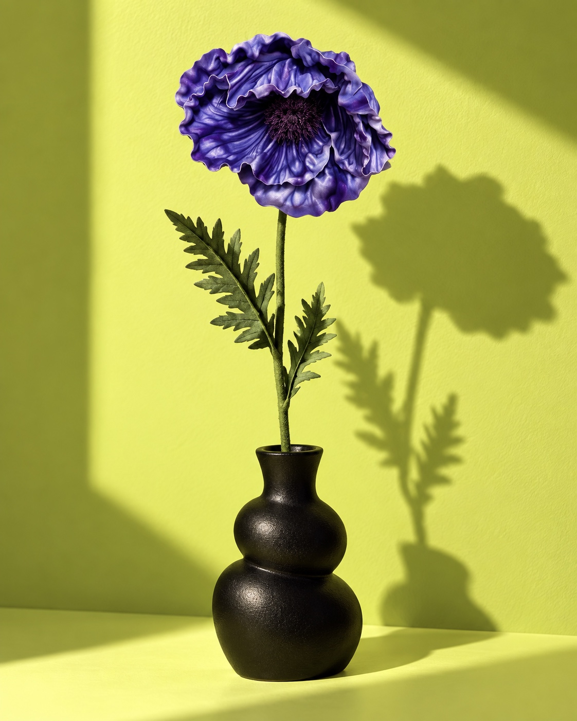 Deep Violet Artificial Poppy Stem 4