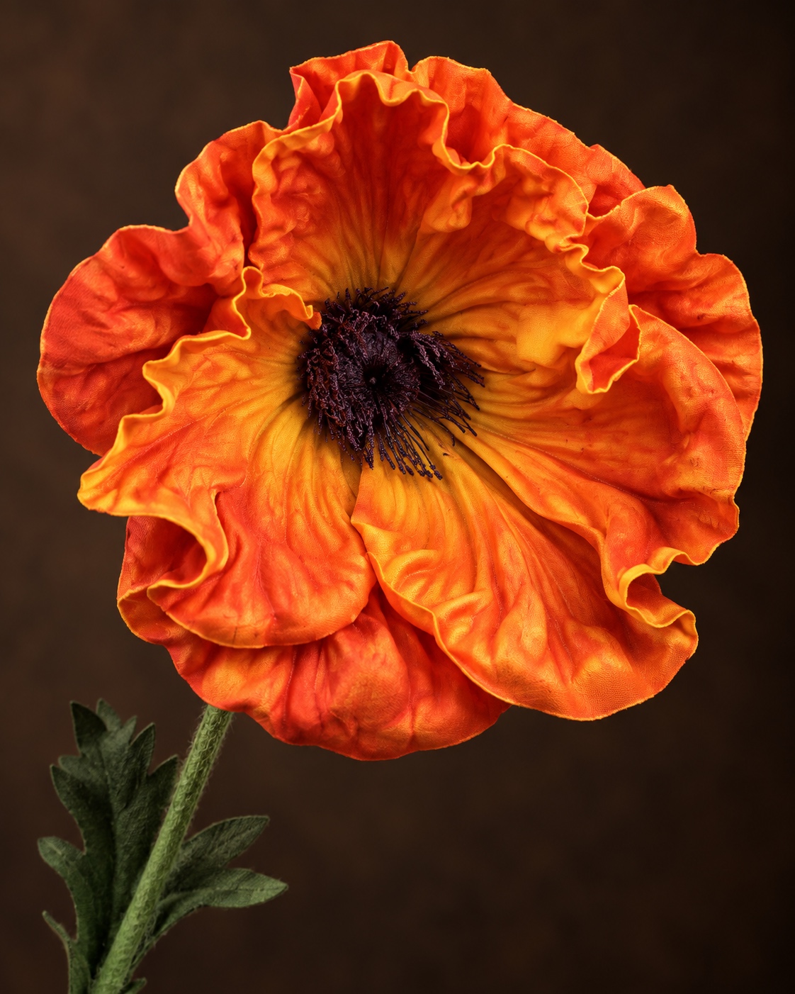 Vivid Orange Artificial Poppy Stem 3