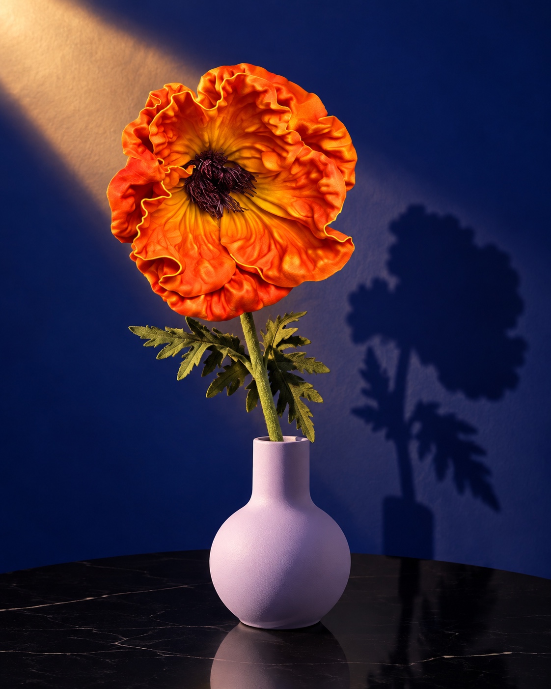 Vivid Orange Artificial Poppy Stem 4