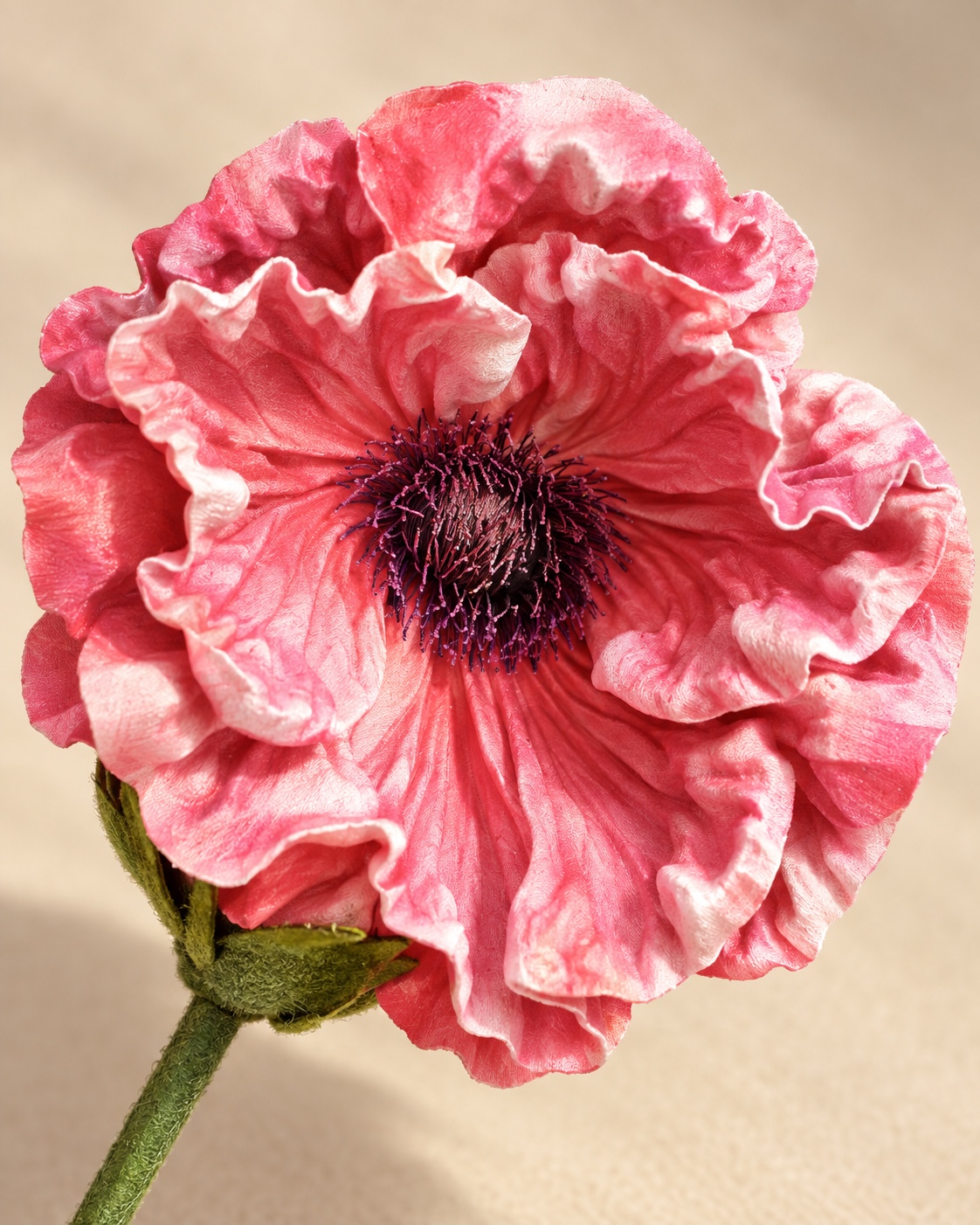 Rose Pink Artificial Poppy Stem 2