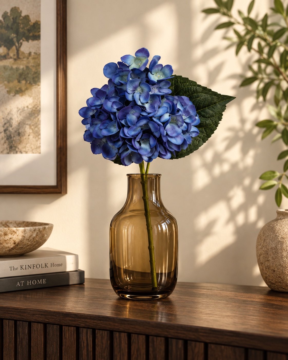 Blue Artificial Hydrangea Stem 2