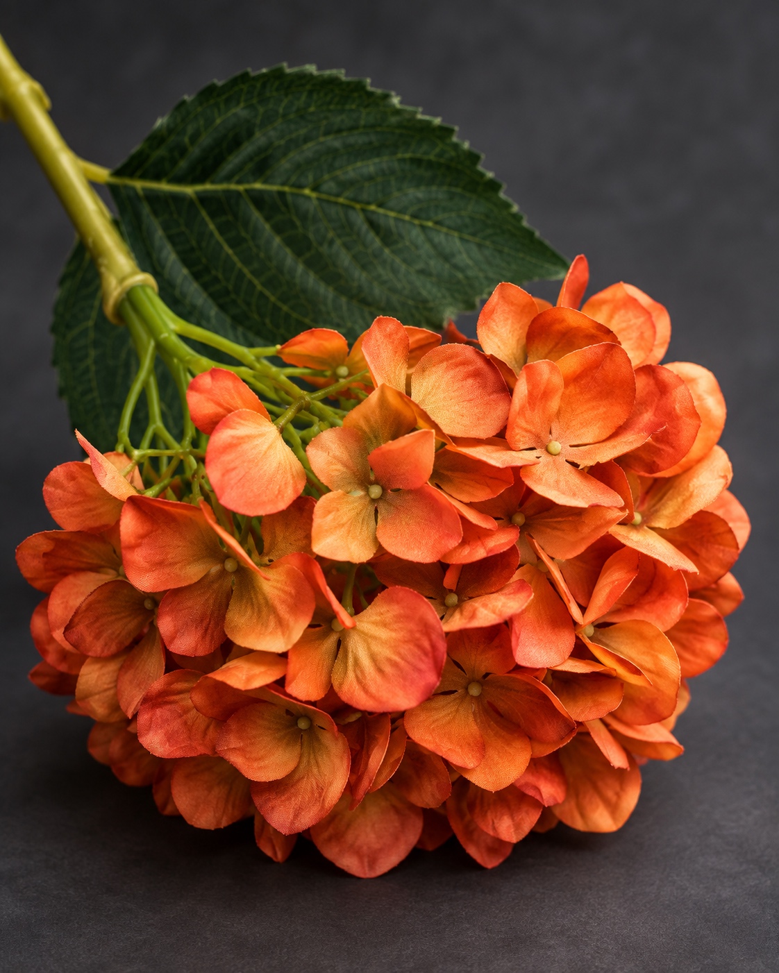 Orange Artificial Hydrangea Stem 4