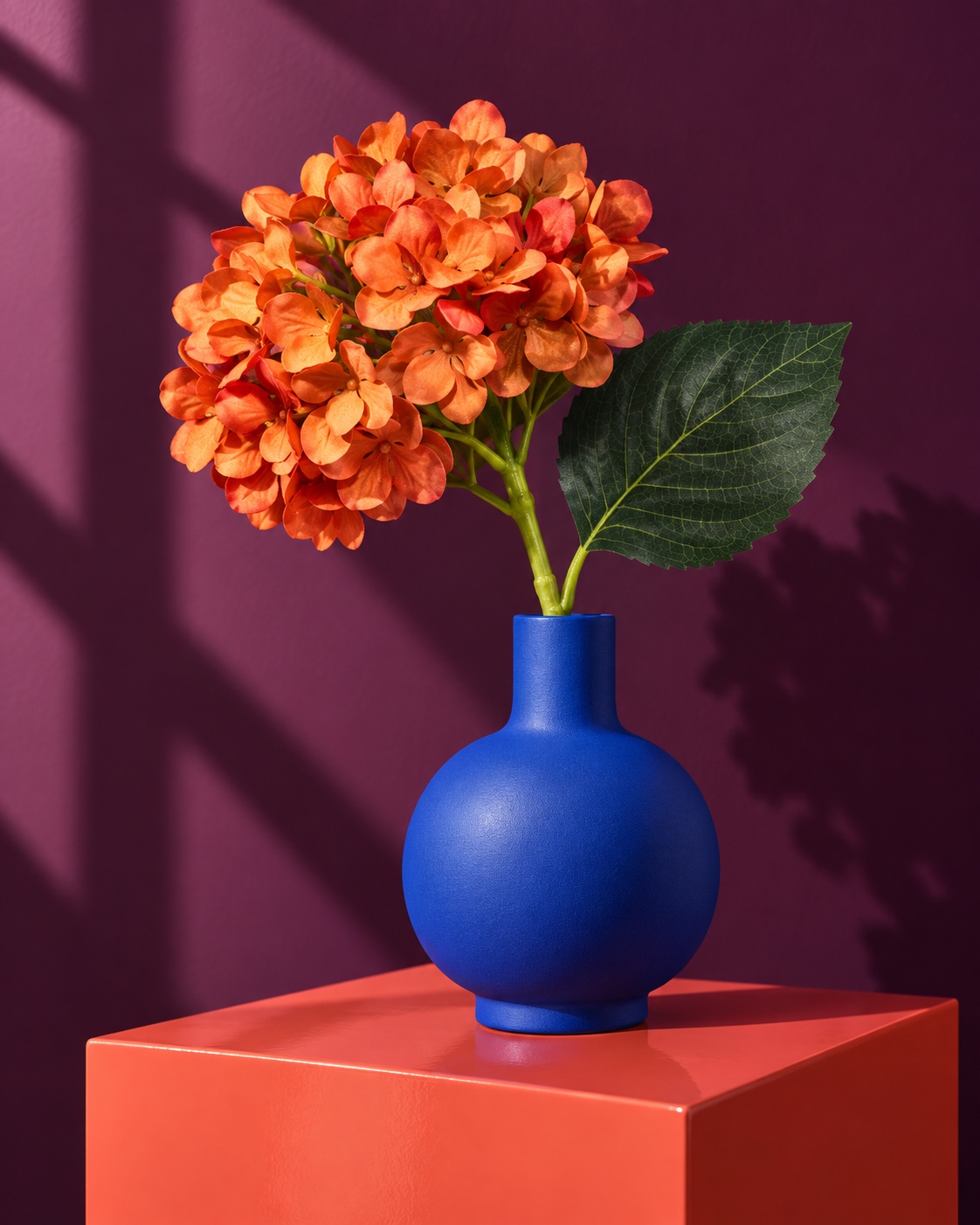 Orange Artificial Hydrangea Stem 2