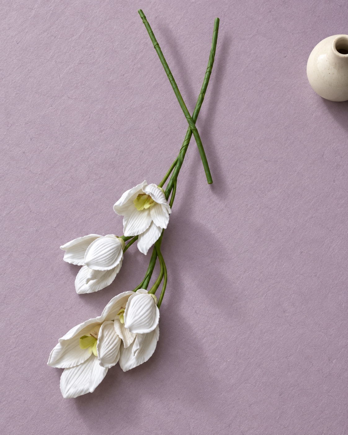 White Artificial Four Head Orchid Spray 2