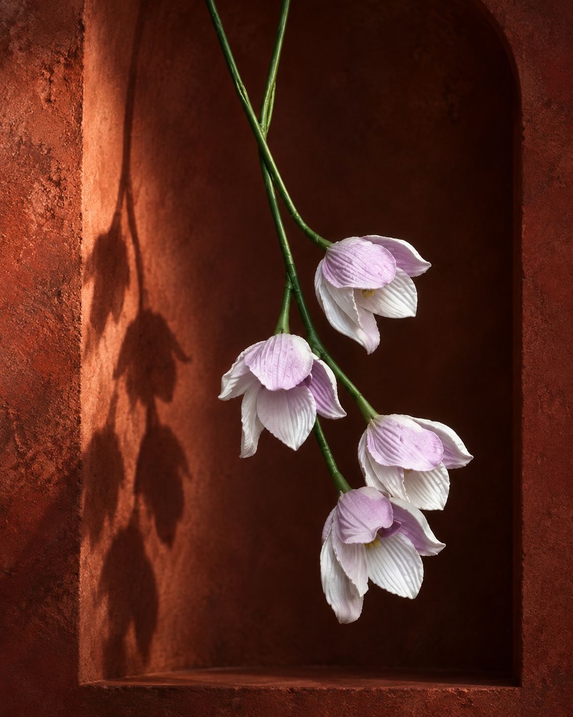 Lavender and White Artificial Four Head Orchid Spray 3