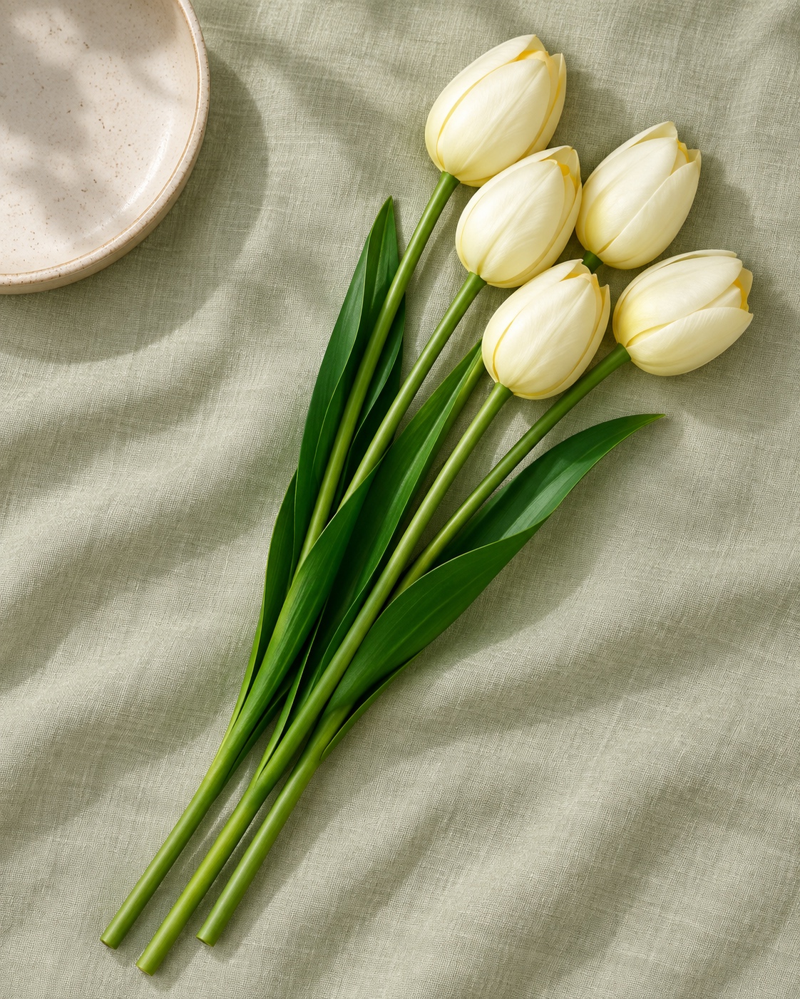 White Five Head Artificial Tulip Bunch 4