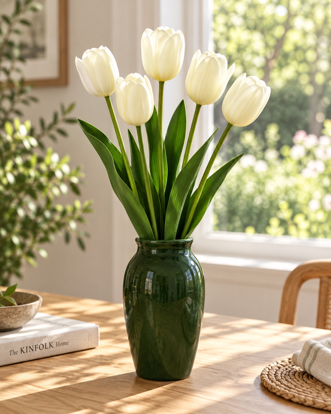White Five Head Artificial Tulip Bunch 5