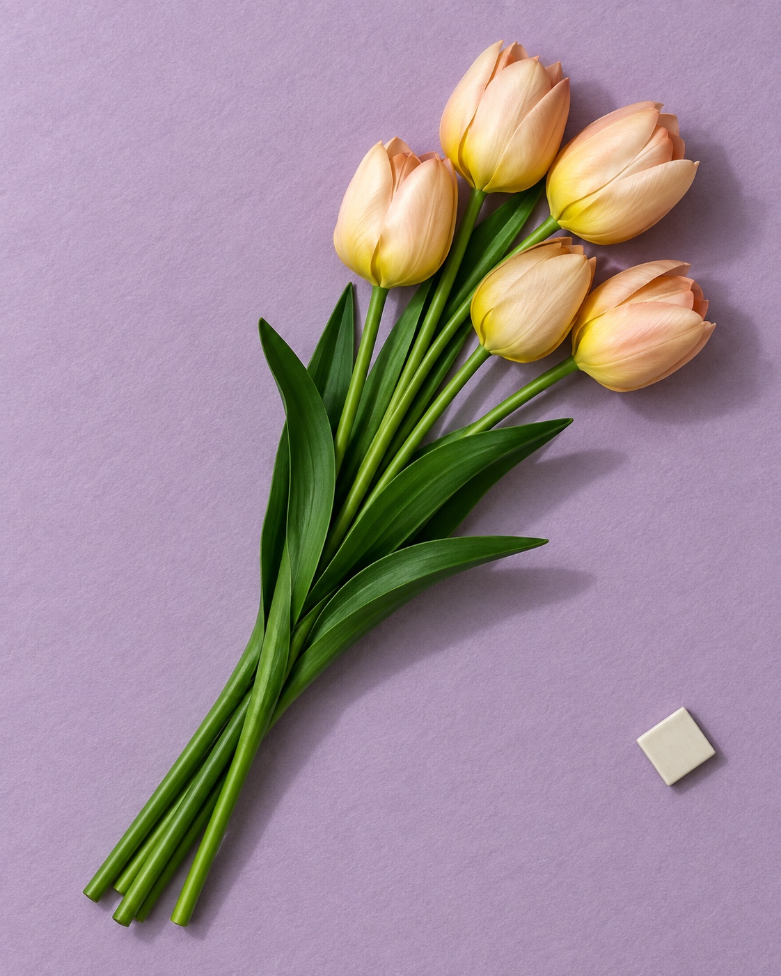 Champagne Peach Five Head Artificial Tulip Bunch 2