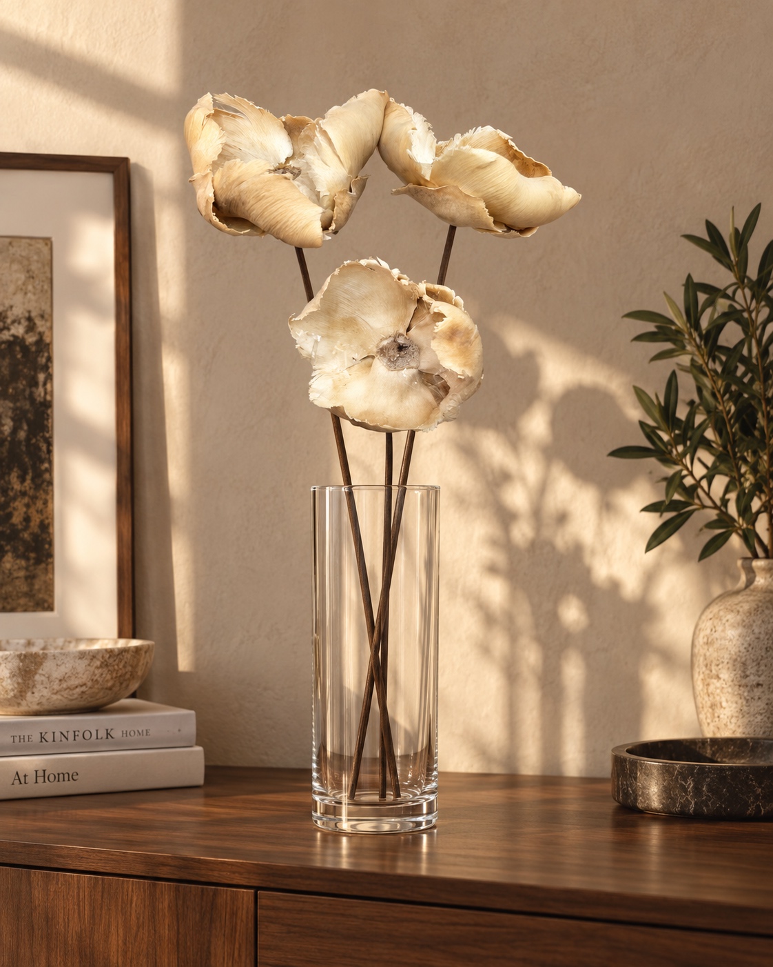 Three Piece Artificial Coconut Shell Flower Stem Set 4
