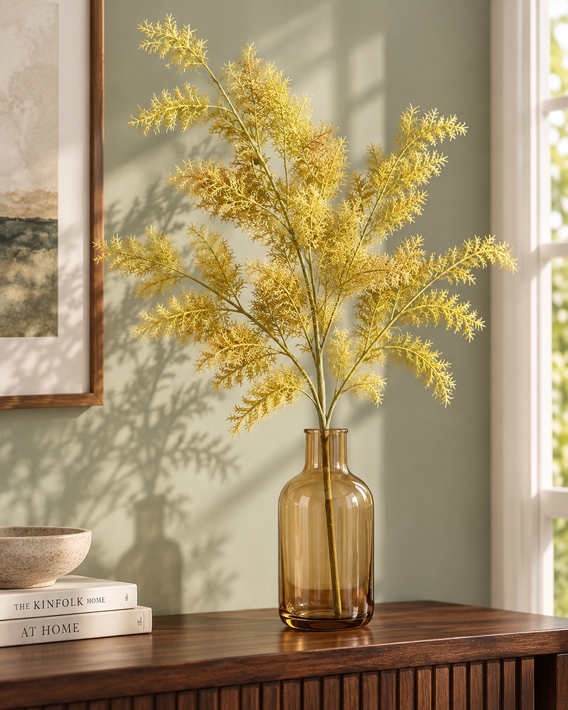 Pale Yellow Artificial Branching Foliage Spray 3