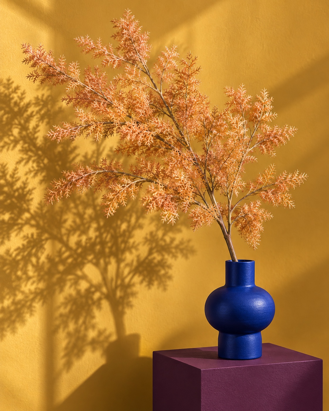 Peach Orange Artificial Branching Foliage Spray 5