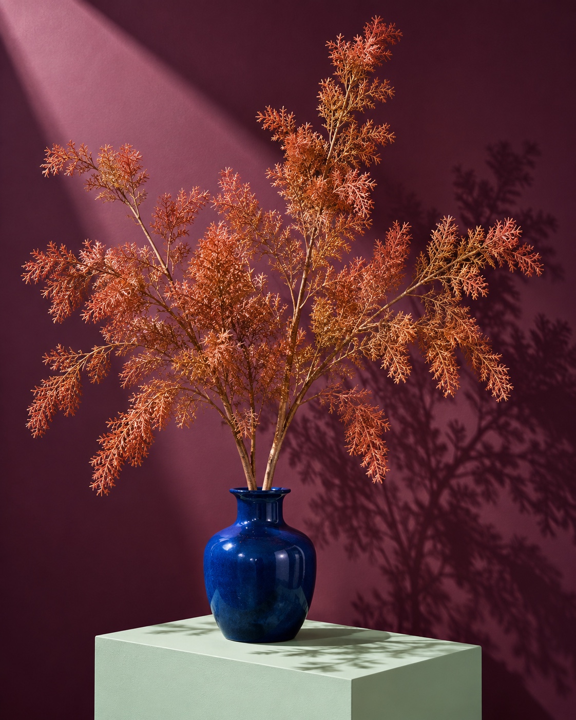Deep Orange Artificial Branching Foliage Spray 3