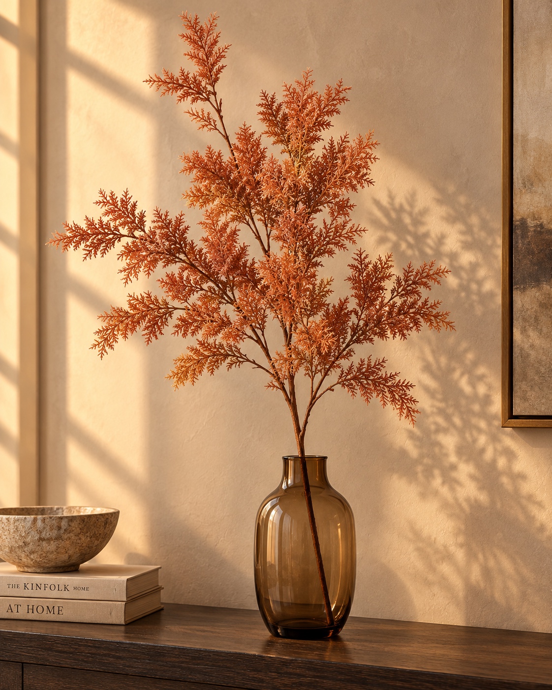 Deep Orange Artificial Branching Foliage Spray 4