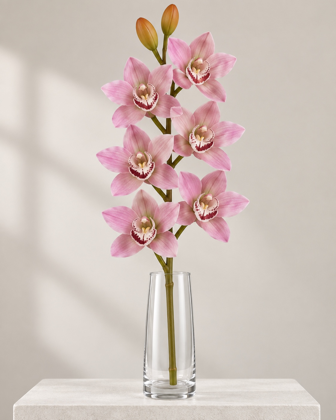 Pink Artificial Seven Head Orchid Spray with Fruit Buds 2