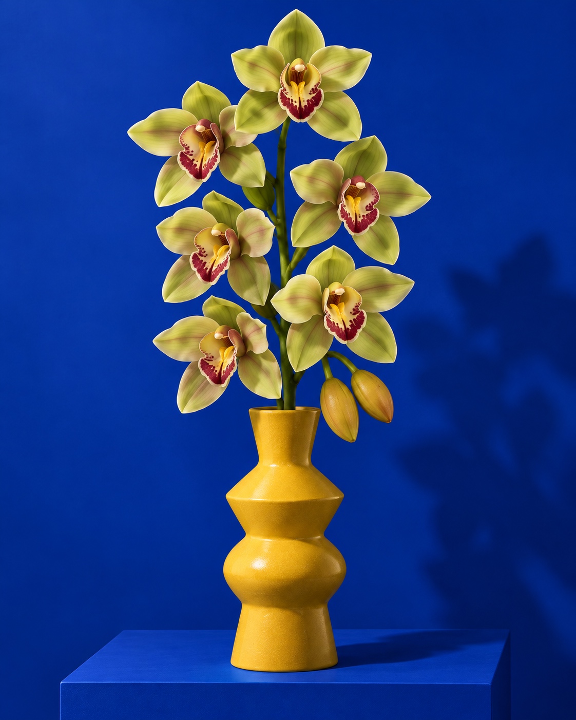 Green Artificial Seven Head Orchid Spray with Fruit Buds 5