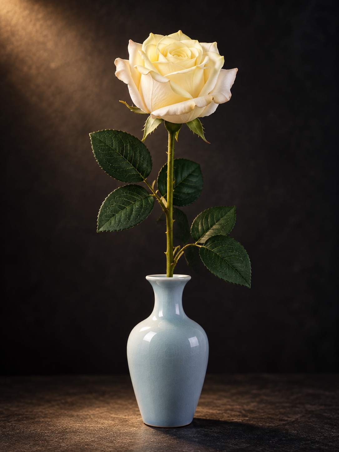Cream and Yellow Artificial Long Stem Rose 5
