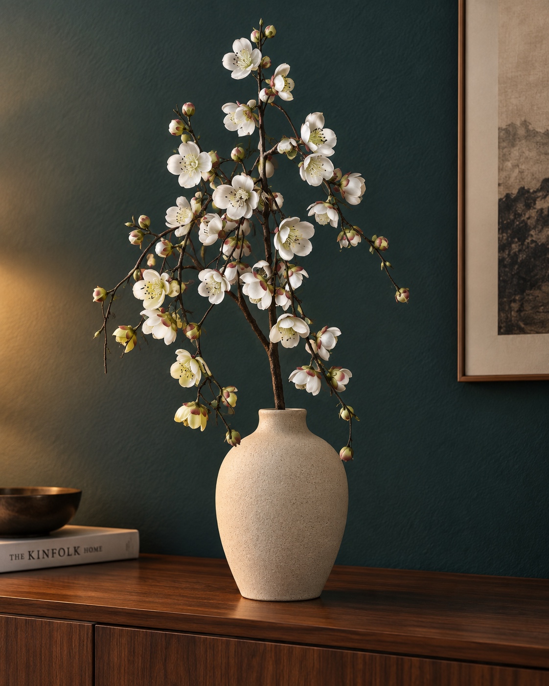White Artificial Plum Blossom Branch 4