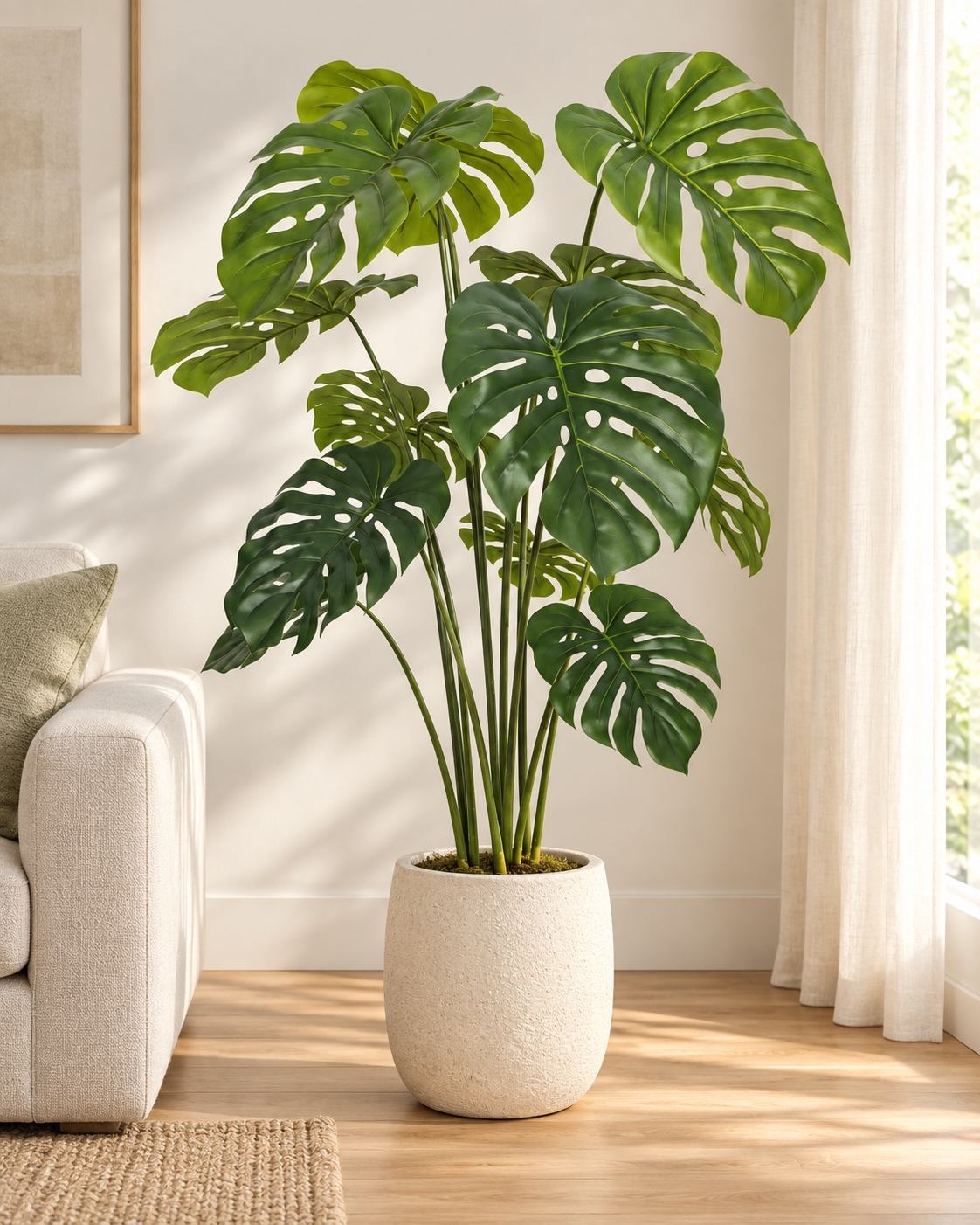Artificial Monstera Floor Plant with Split Leaves