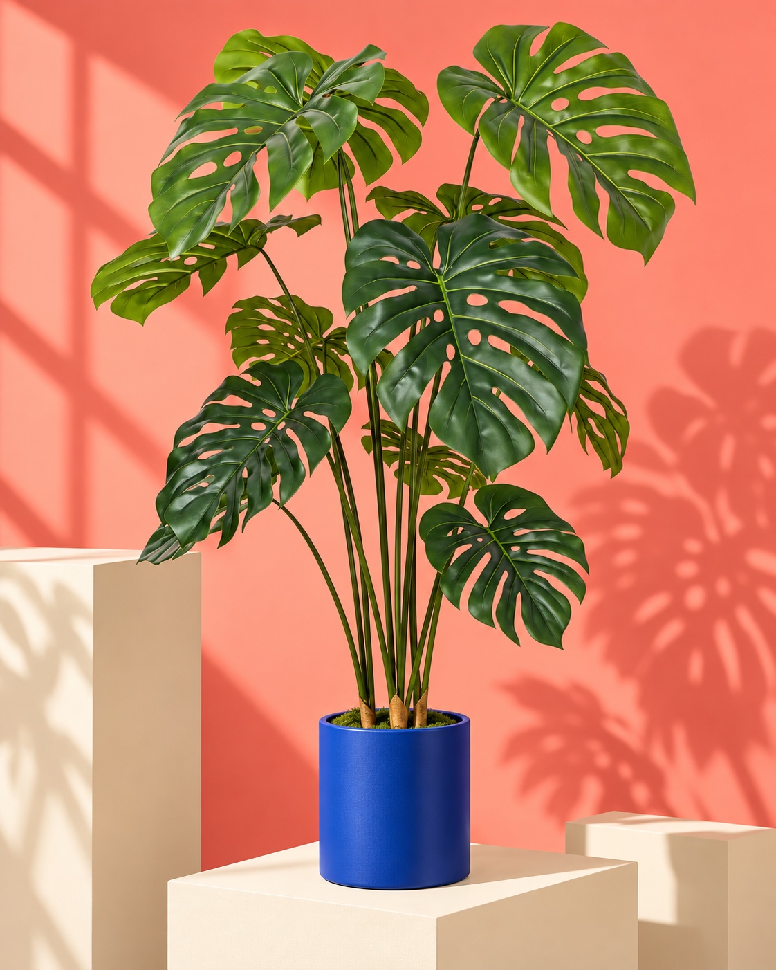Artificial Monstera Floor Plant with Split Leaves 5