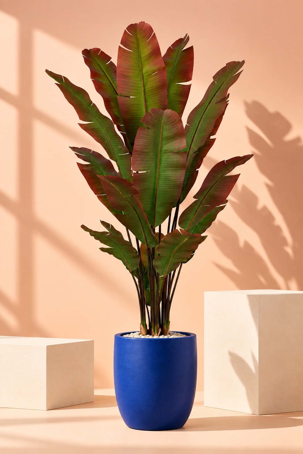 Artificial Bird of Paradise Palm Tree with Red-Green Leaves, 2.1 m 4