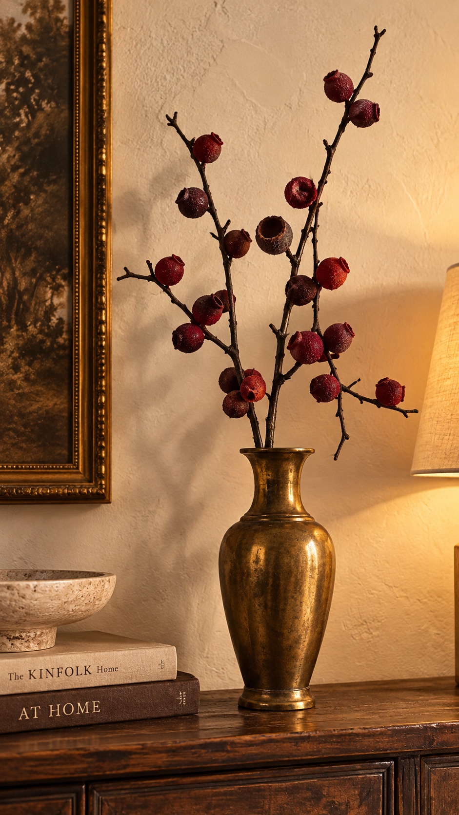 Burgundy Red Artificial Hawthorn Berry Branch 3