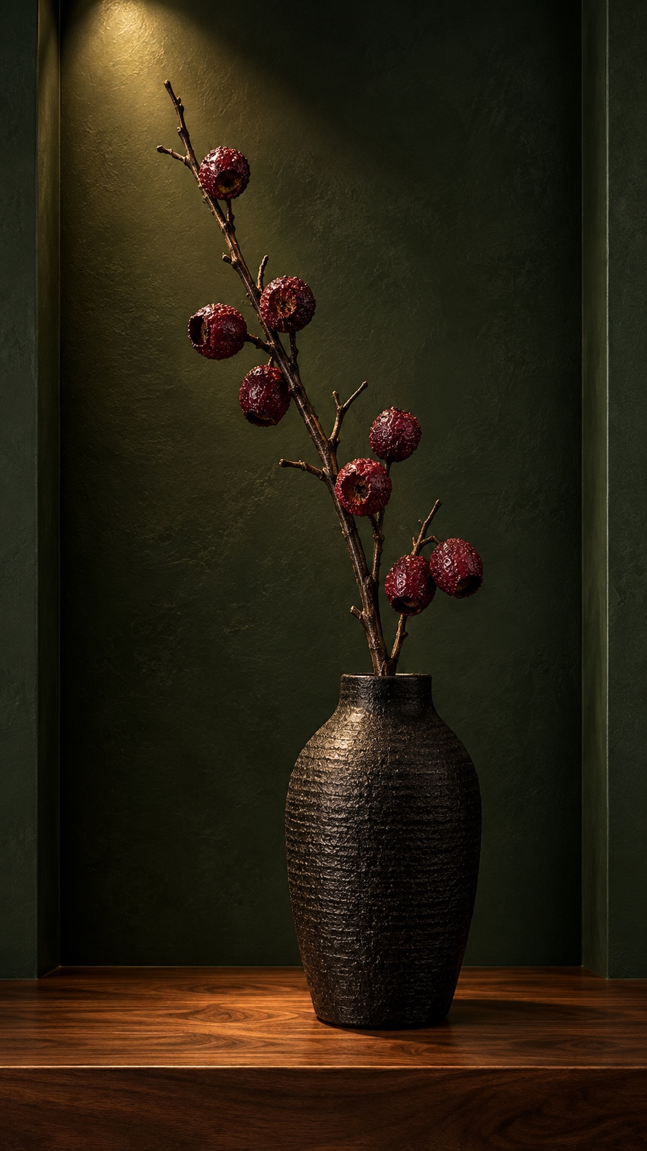 Burgundy Red Artificial Hawthorn Berry Branch 5