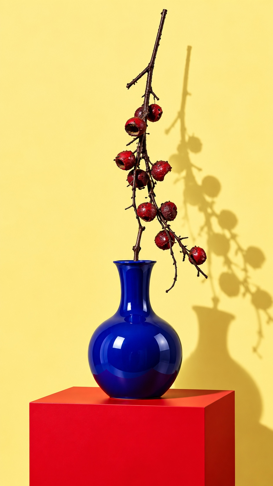 Burgundy Red Artificial Hawthorn Berry Branch 4