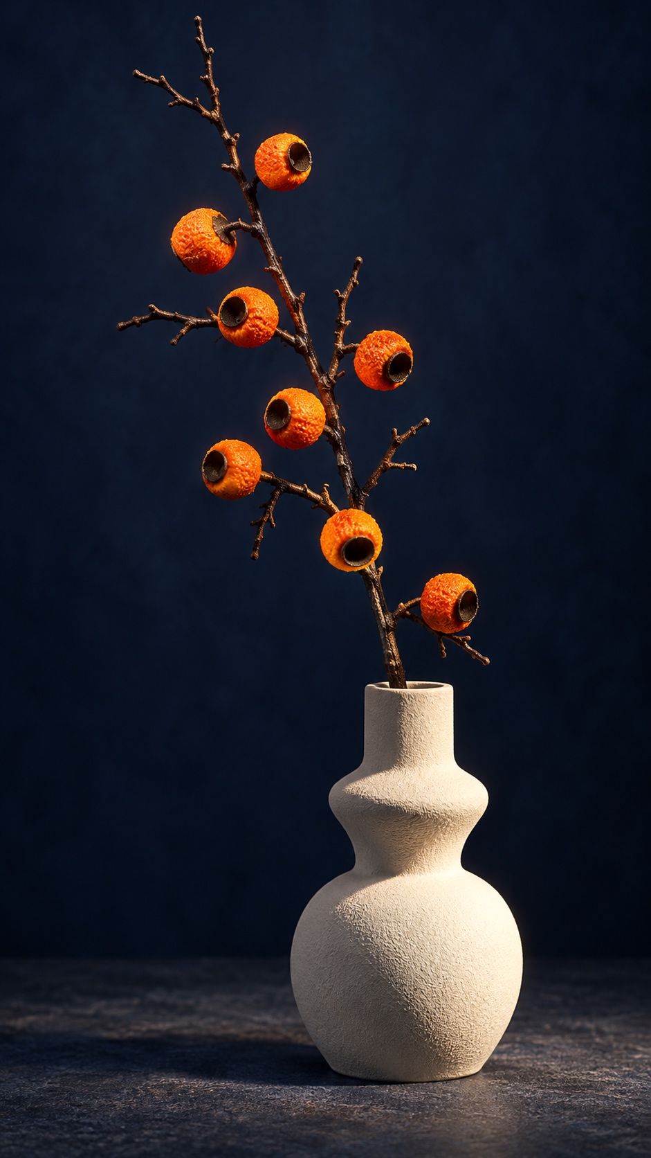 Orange Artificial Hawthorn Berry Branch 3